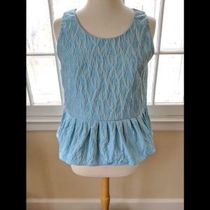 NWT Love Moschino Tiffany Blue Peplum Top